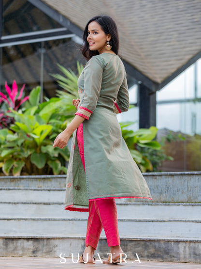 Neelkamal Intricate Hand Embroidered Chanderi Silk Kurta