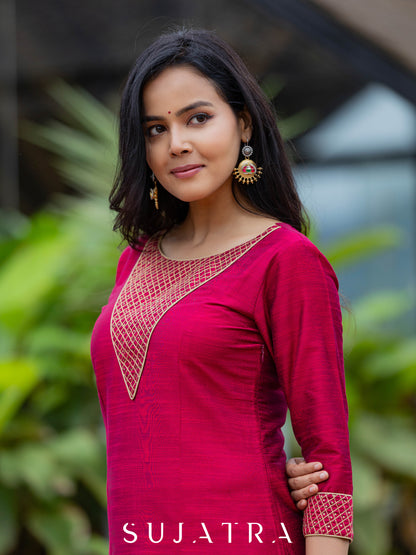 Gulnaar Embroidered Exquisite Cotton Silk Kurta