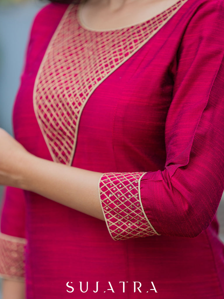 Gulnaar Embroidered Exquisite Cotton Silk Kurta