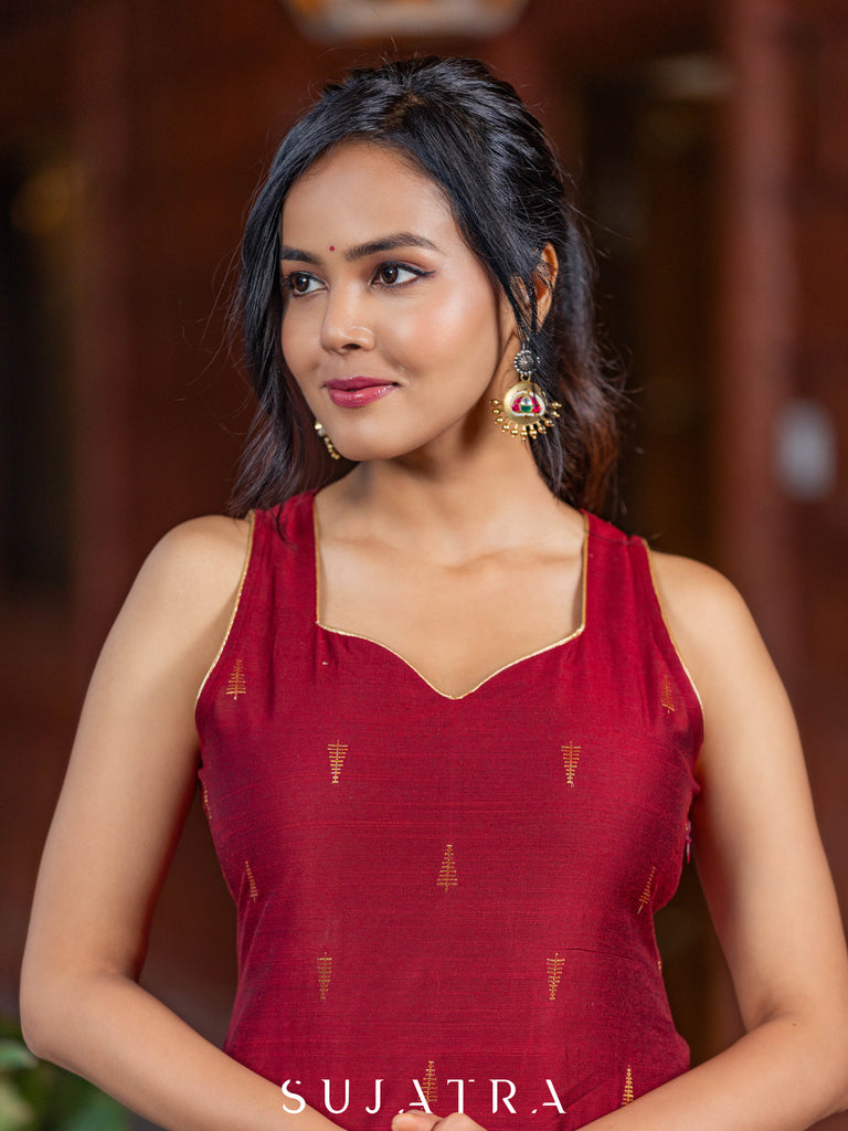 Maroon Cotton Silk Pant