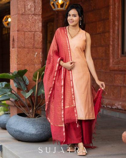 Maroon Cotton Silk Pant