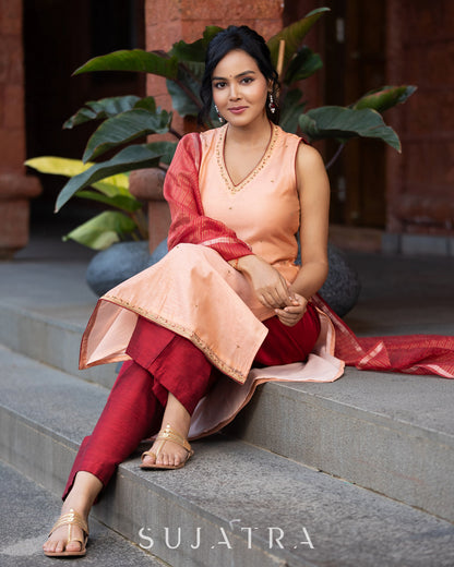 Rang Intricate Hand Embroidered Chanderi Silk Kurta