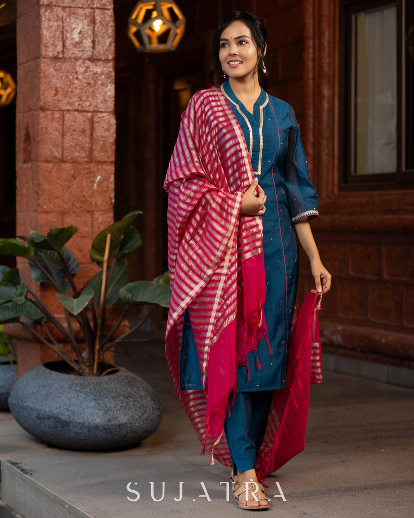 Rangrez Exquisite Hand Embroidered Chanderi Silk Kurta