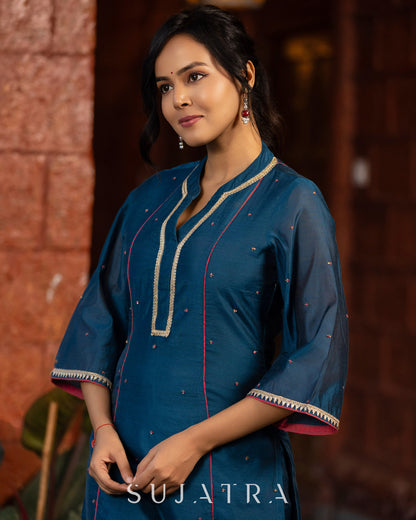 Rangrez Exquisite Hand Embroidered Chanderi Silk Kurta