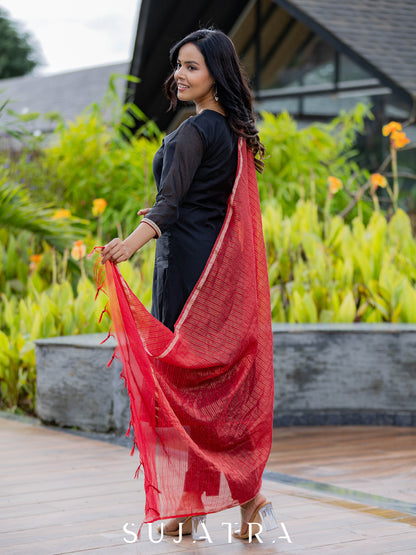 Raatrani Intricate Hand Embroidered Chanderi Silk Kurta