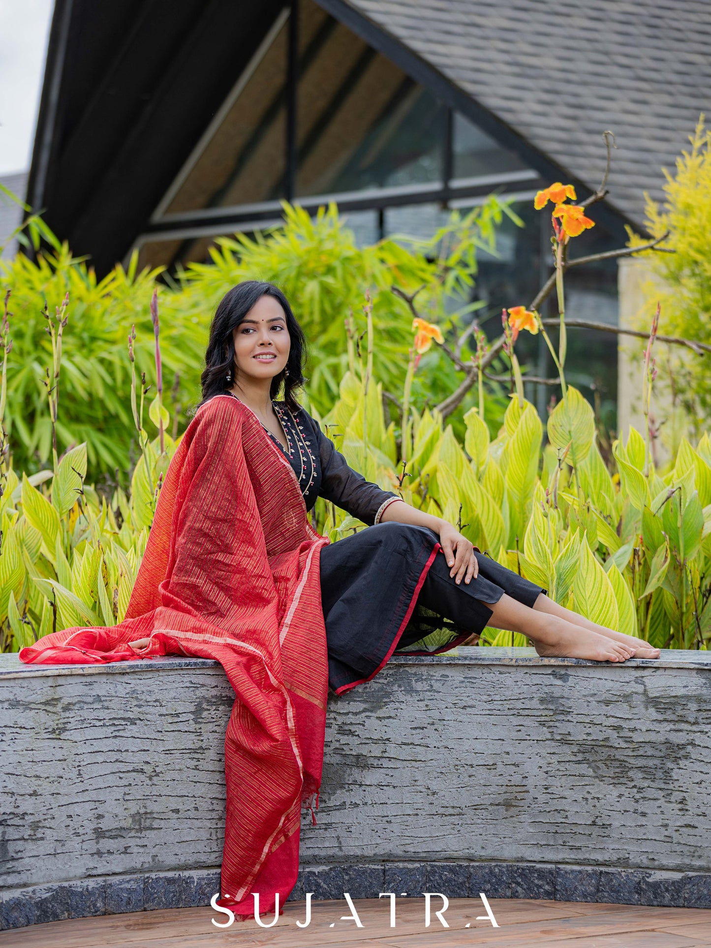 Raatrani Intricate Hand Embroidered Chanderi Silk Kurta