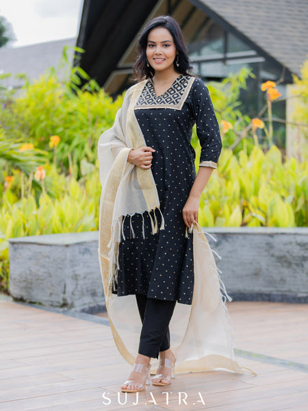 Black Cotton Silk Pant