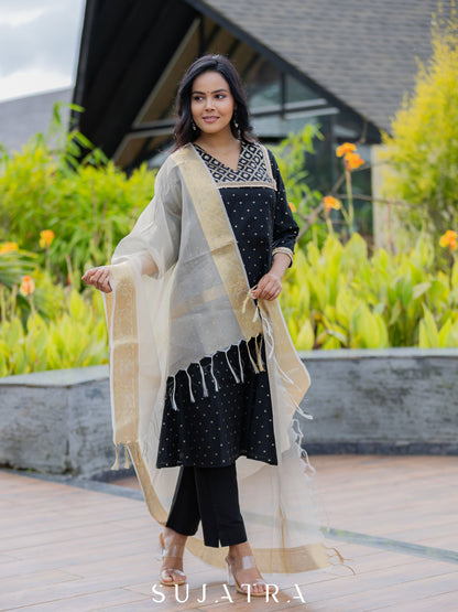 Black Cotton Silk Pant
