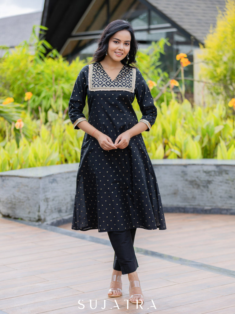 Black Cotton Silk Pant