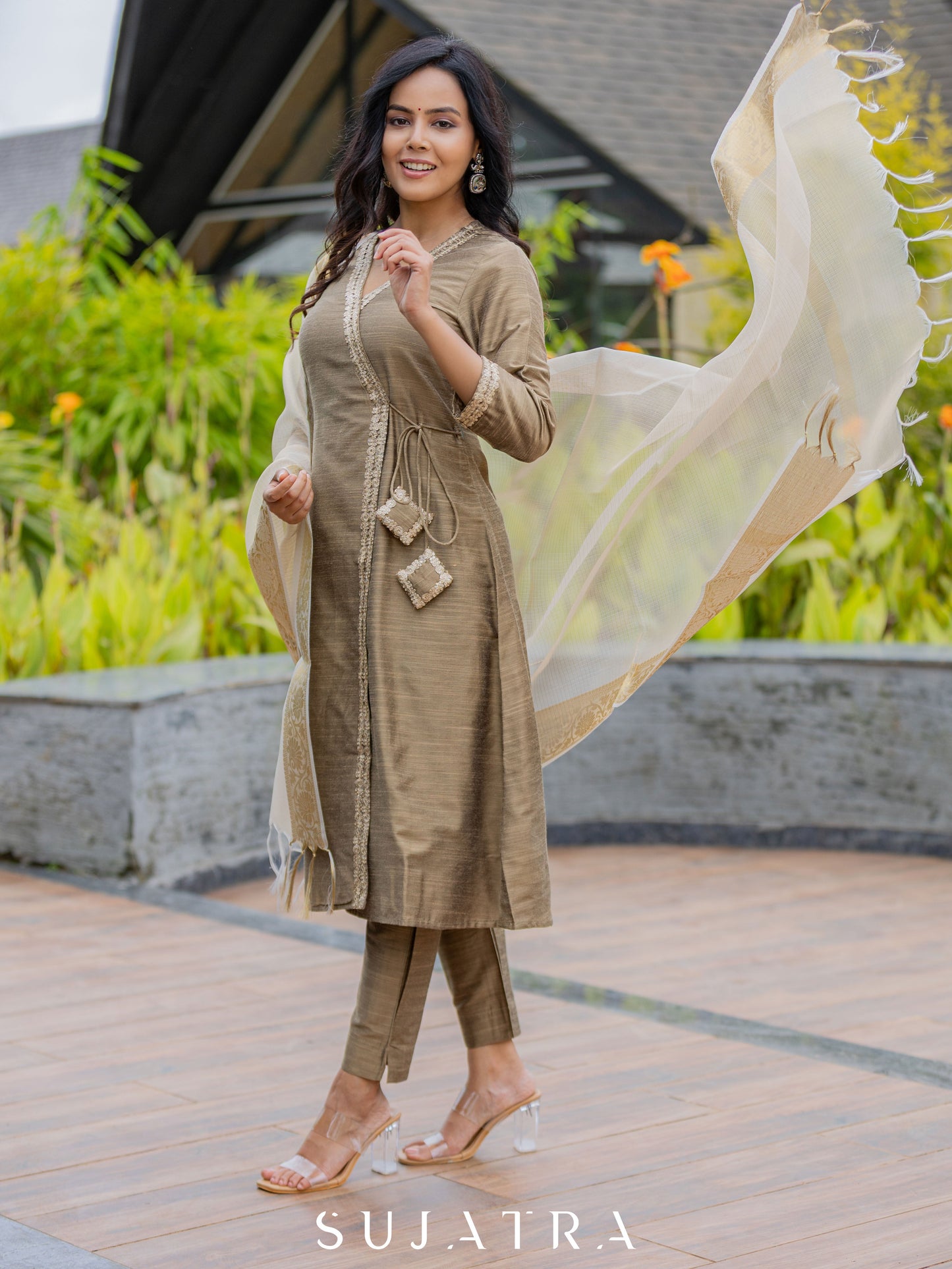 Golden Cotton Silk Pant