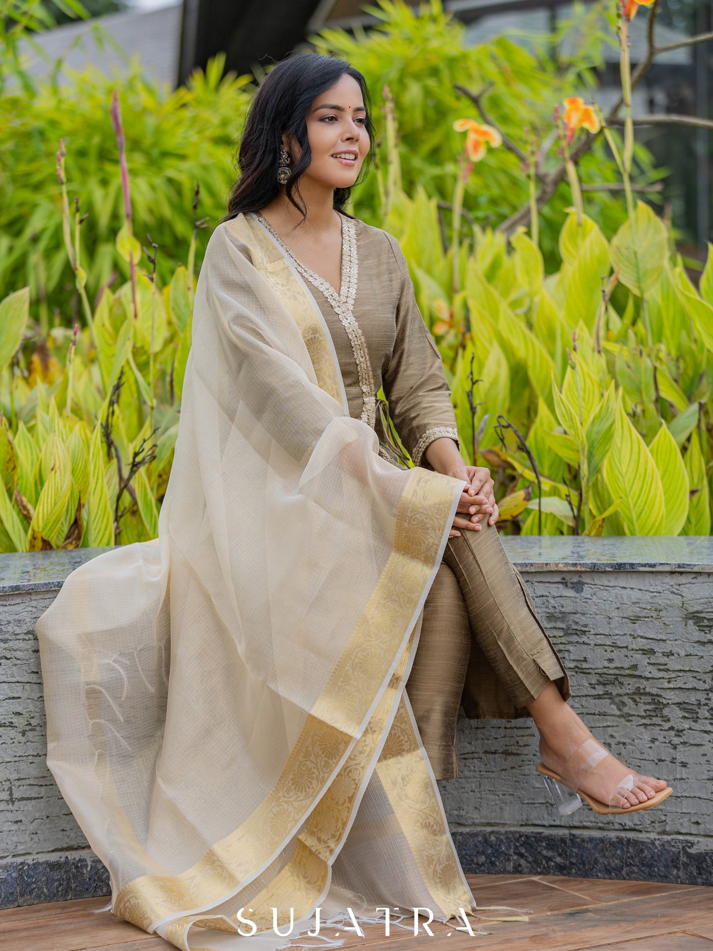 Golden Cotton Silk Pant
