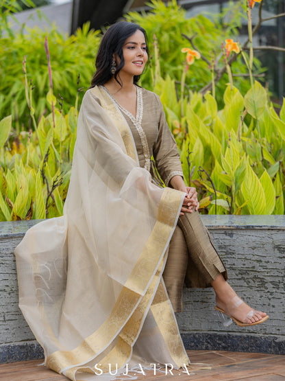 Golden Cotton Silk Pant
