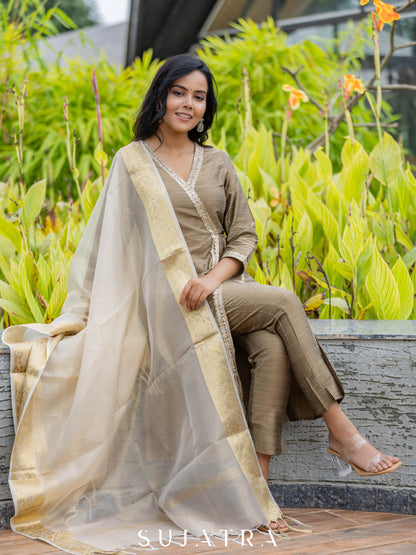 Golden Cotton Silk Pant