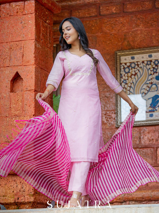 Pink Chanderi Pant