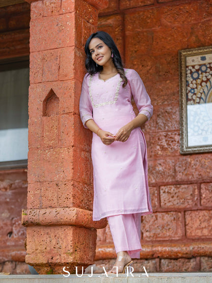 Chand Gulab Hand Embroidered Chanderi Silk Kurta