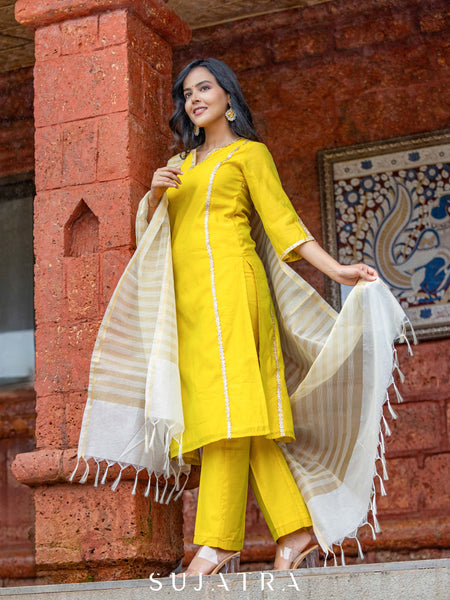 Yellow Chanderi Pant