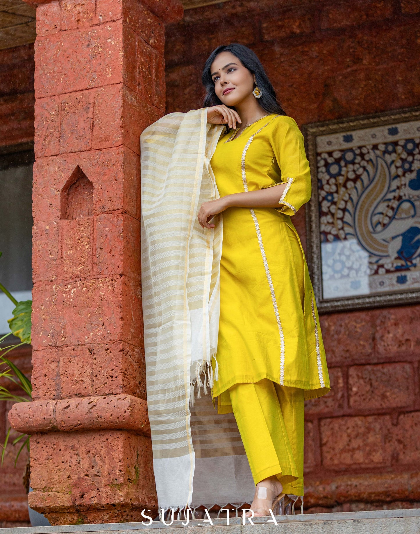 Yellow Chanderi Pant