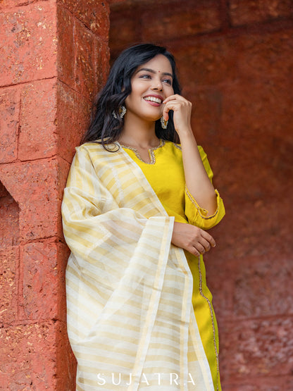 Yellow Chanderi Pant