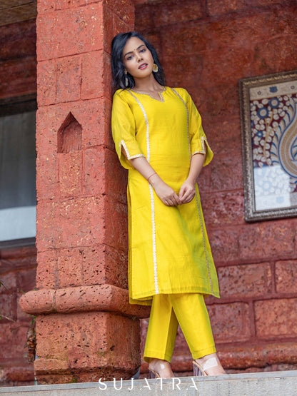 Yellow Chanderi Pant