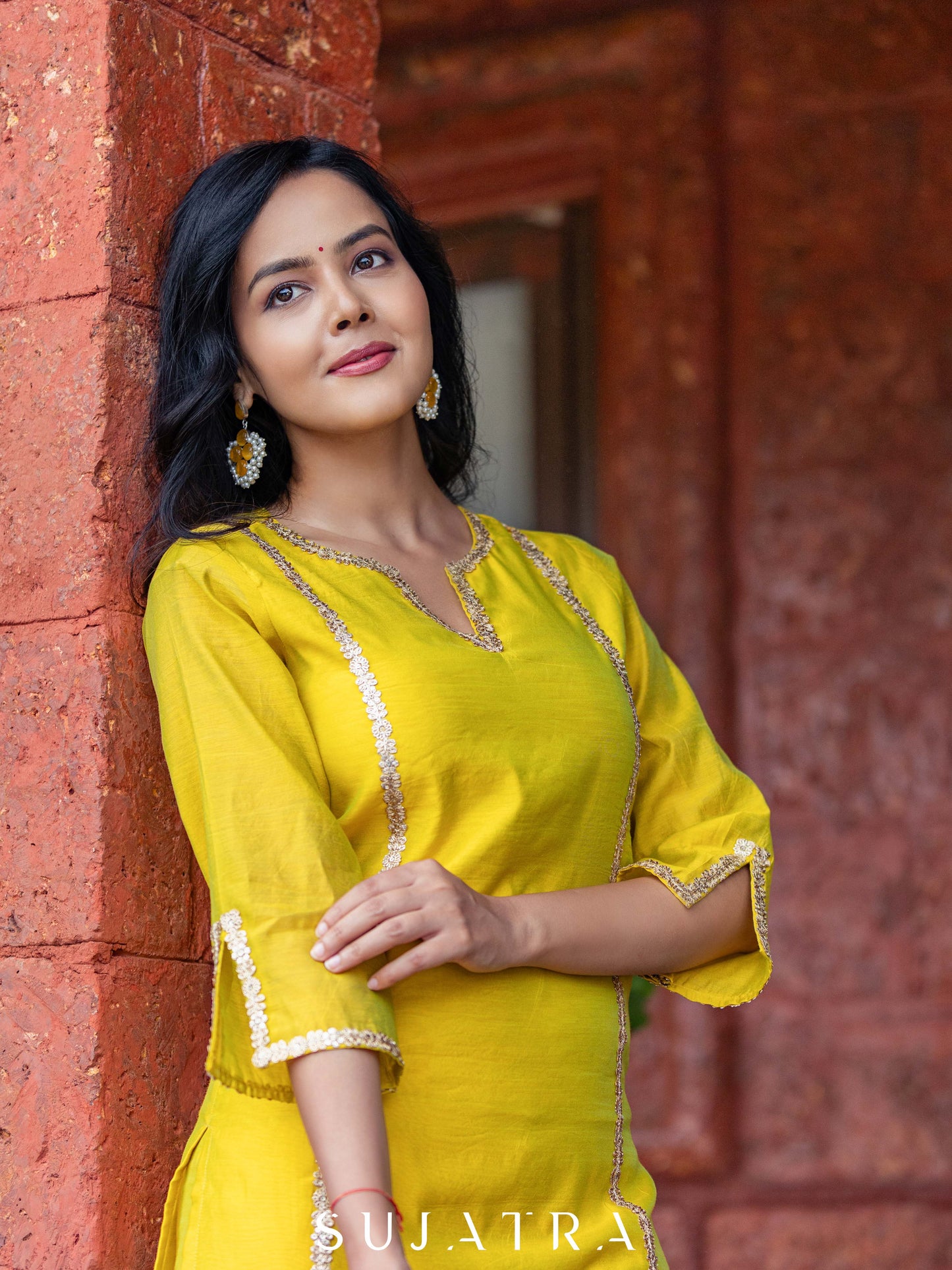 Yellow Chanderi Pant