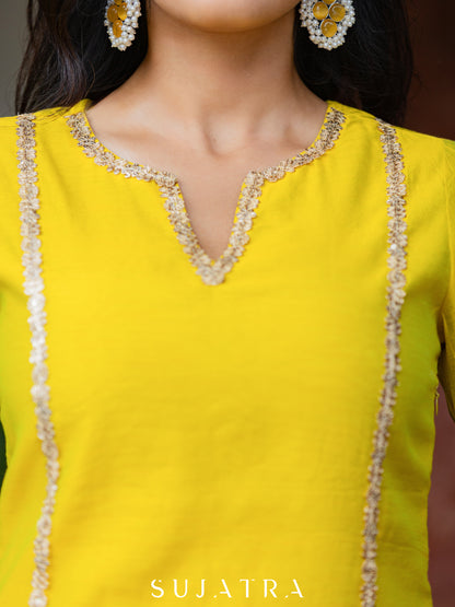 Suhani Chanderi Silk Kurta with Delicate Embellishments