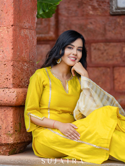Yellow Chanderi Pant