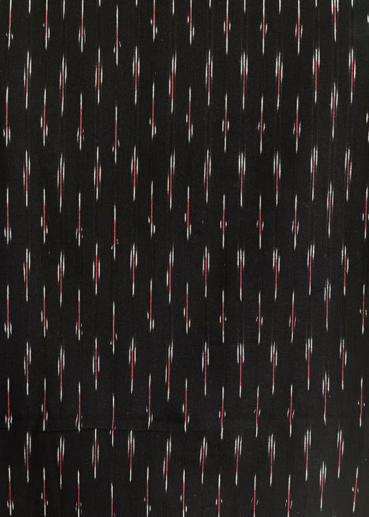 Black Ikat Cotton Suit Set with Off-White Bottom and Chanderi Dupatta