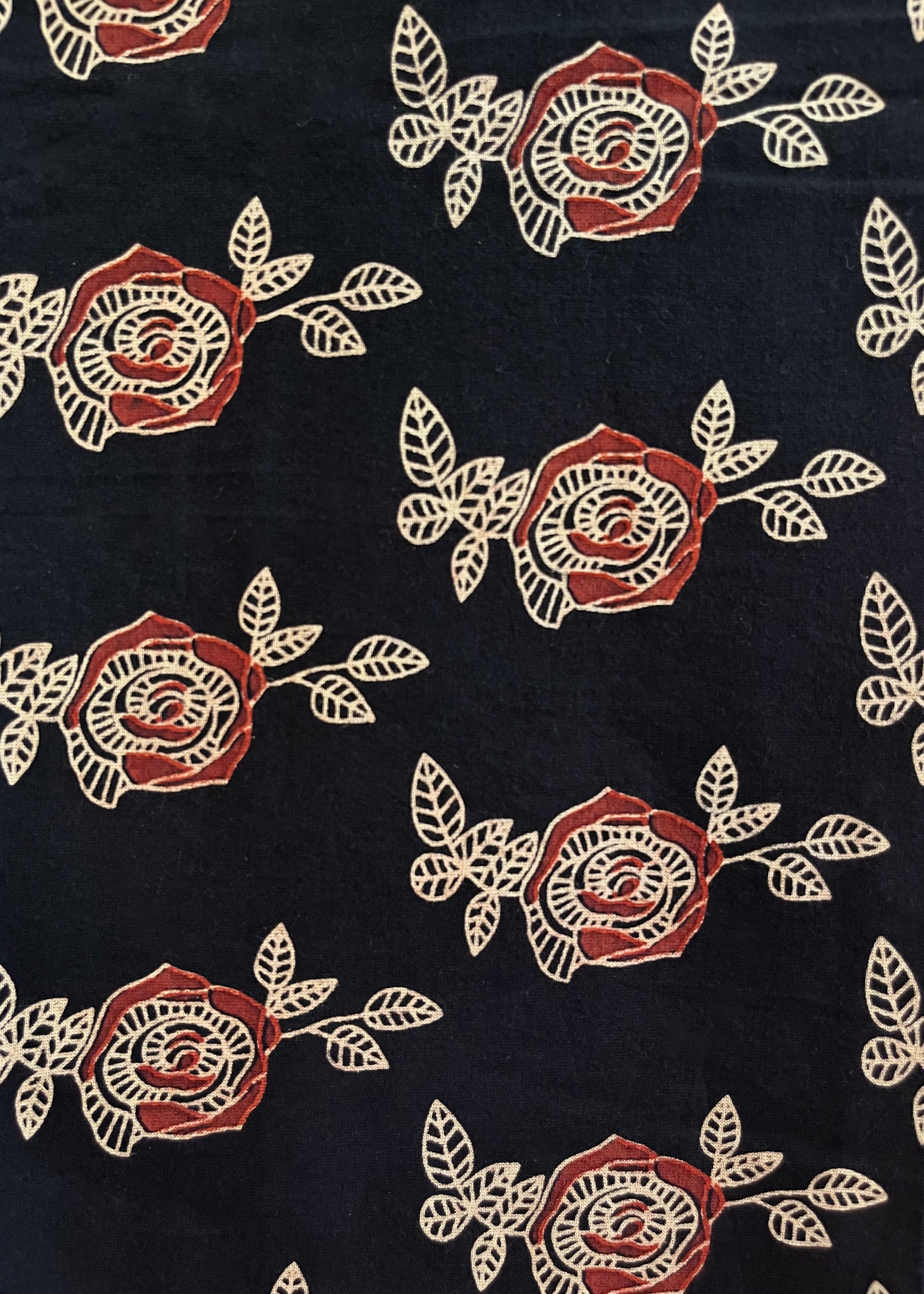 Black Floral Cotton Suit Set with Maroon Bottom and Chanderi Dupatta
