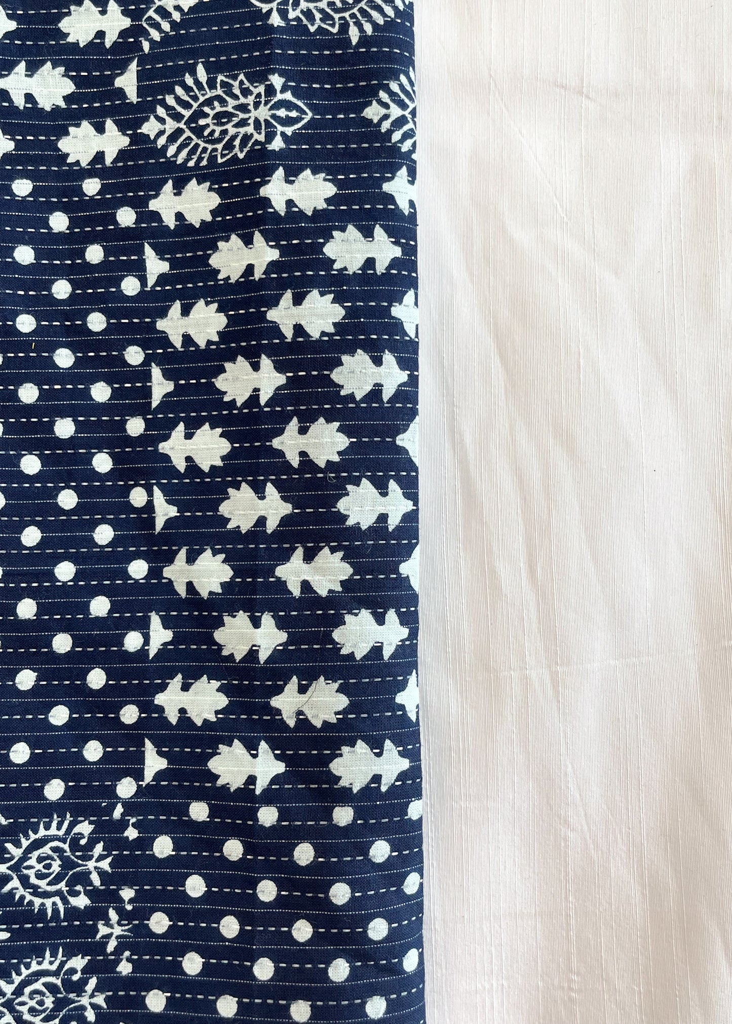 Blue Suit Set with White Cotton Silk Bottom and Georgette Dupatta