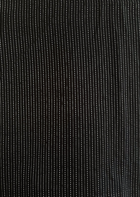 Black Kantha Suit Set with Off-White Bottom and Chanderi Dupatta