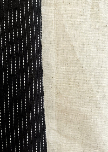 Black Kantha Suit Set with Off-White Bottom and Chanderi Dupatta