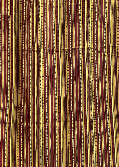Mustard and Maroon Printed Cotton Fabric