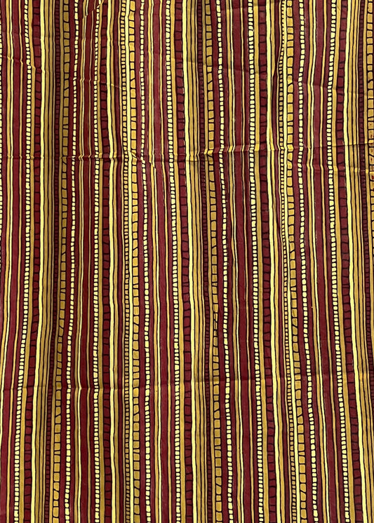 Mustard and Maroon Printed Cotton Fabric