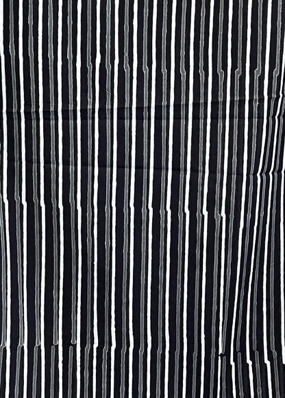 Black and White Stripes Printed Cotton Fabric