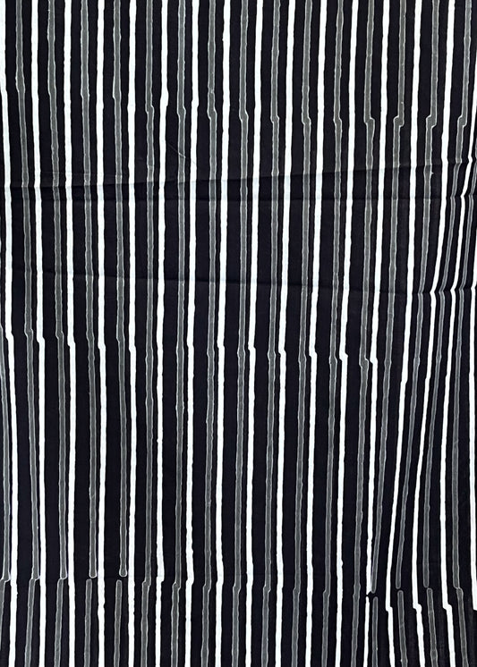 Black and White Stripes Printed Cotton Fabric