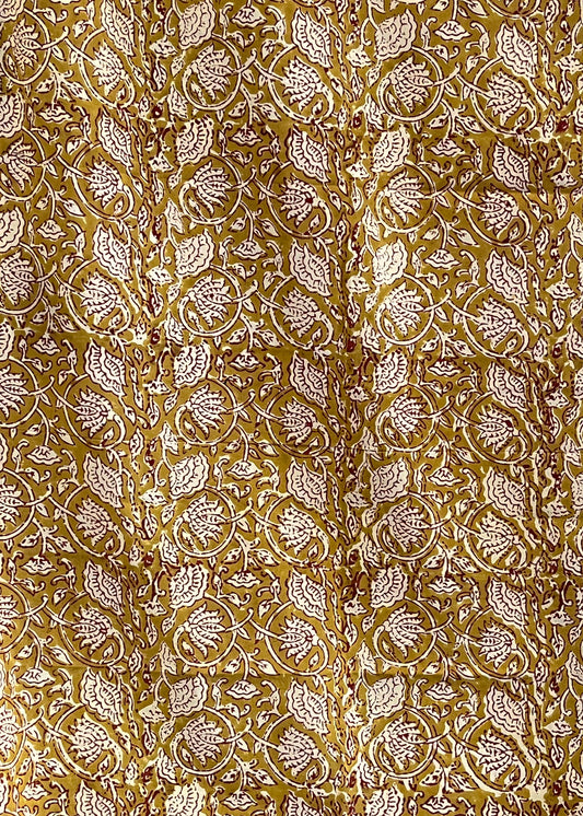 Mustard Floral Printed Cotton Fabric