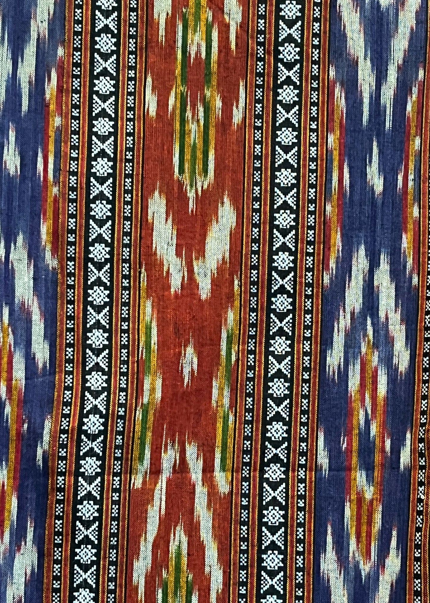 Blue and Red Ikat Fabric