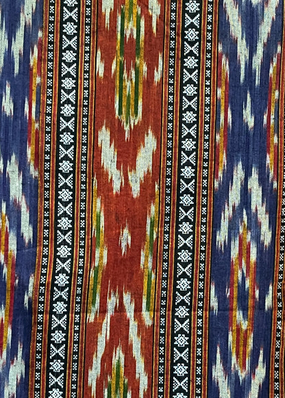 Blue and Red Ikat Fabric