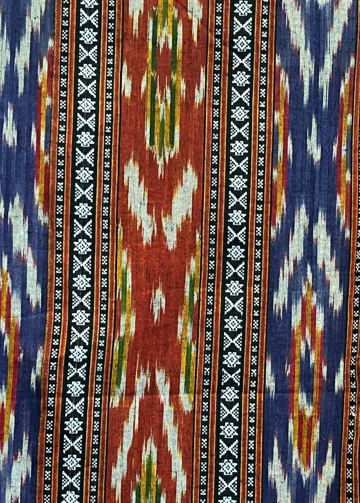 Blue and Red Ikat Fabric