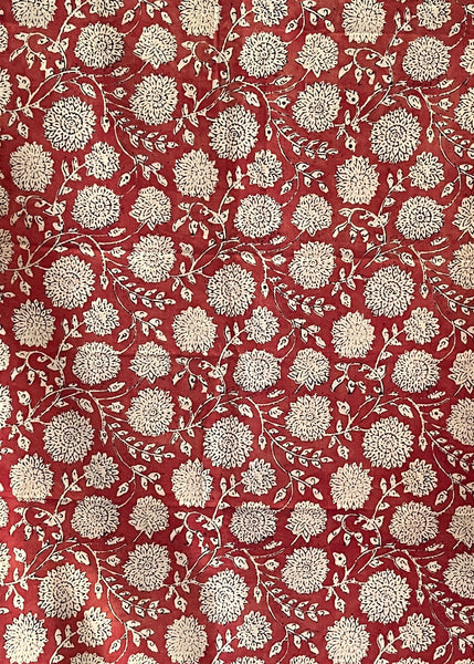 Coral Cotton Intricate Flower Print Fabric