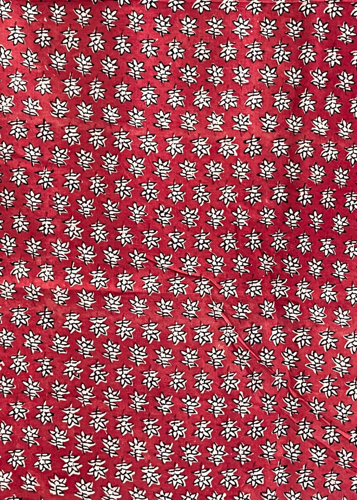 Coral Cotton Flower Print Fabric