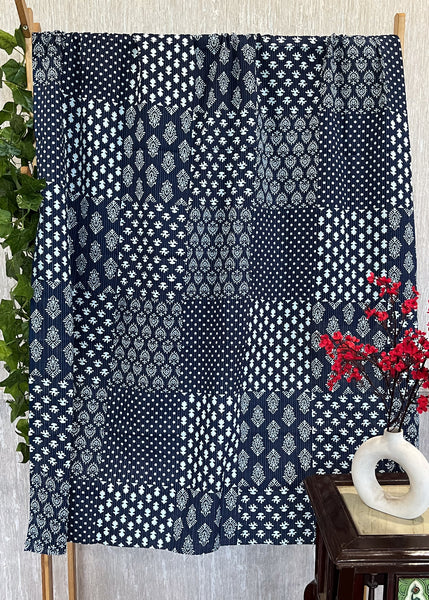 Navy Blue Cotton Patchwork Kantha Fabric