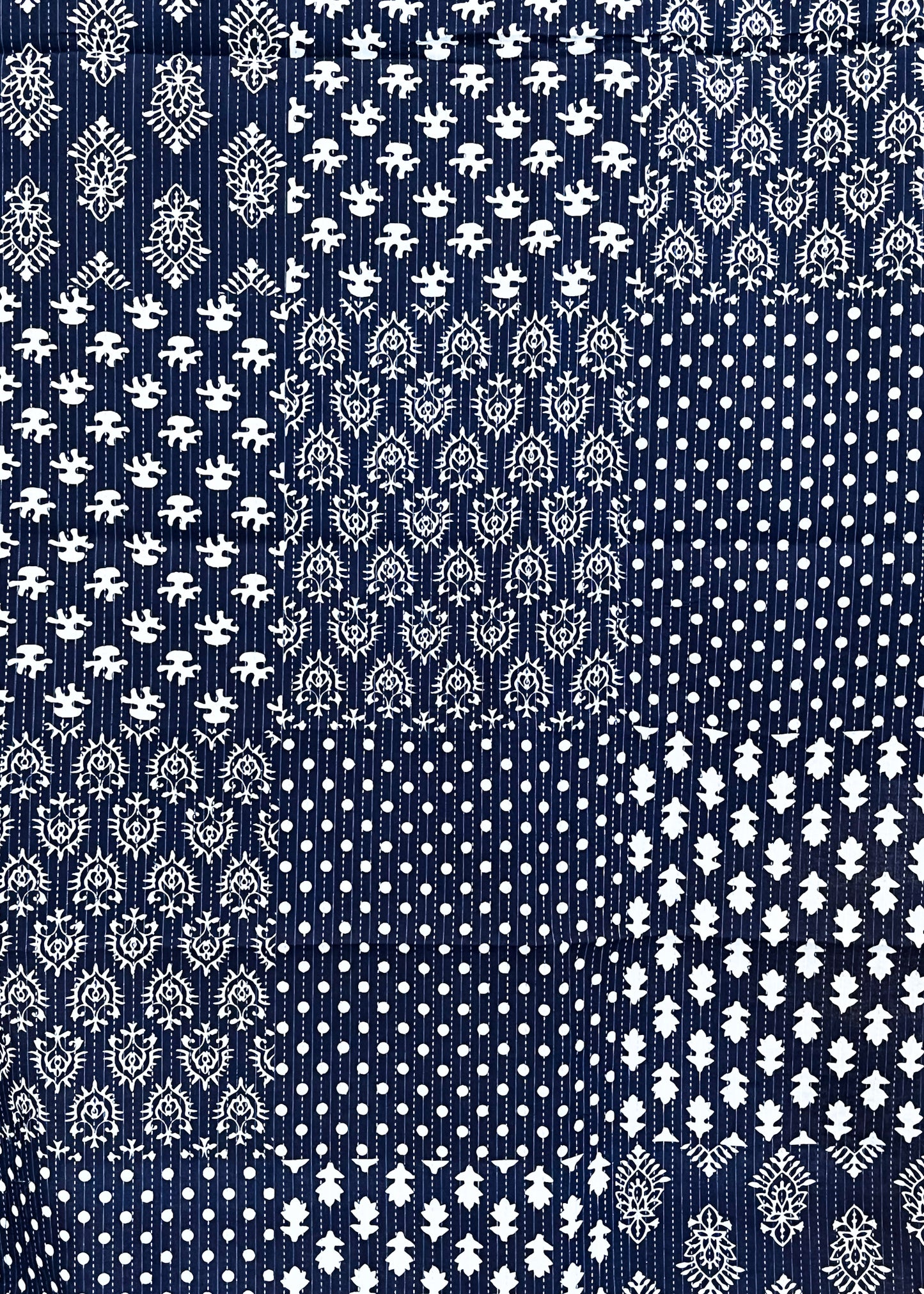 Navy Blue Cotton Patchwork Kantha Fabric