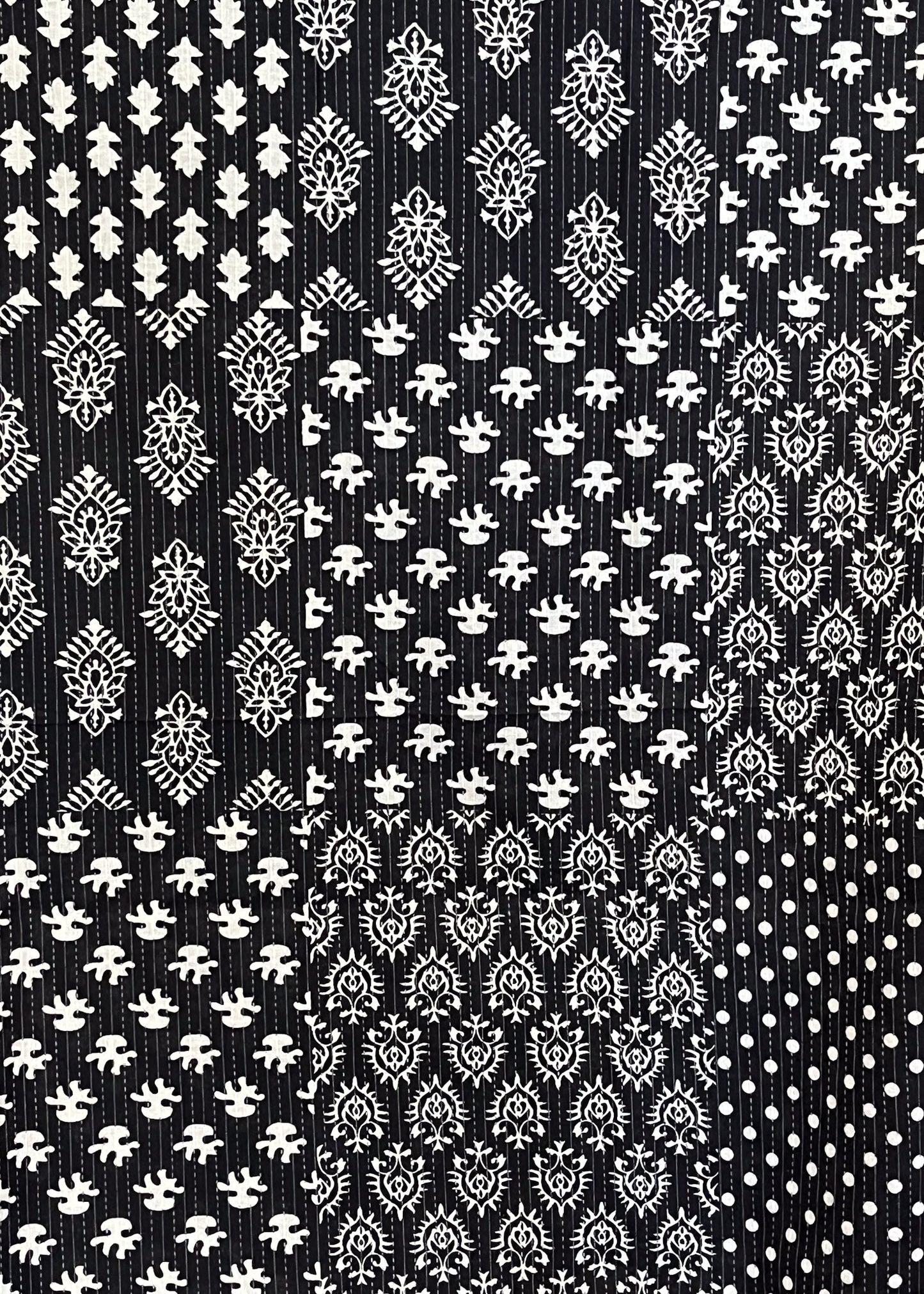Black Cotton Patchwork Kantha Fabric