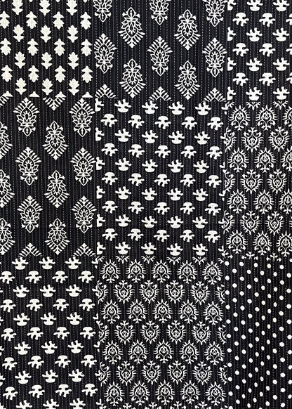 Black Cotton Patchwork Kantha Fabric
