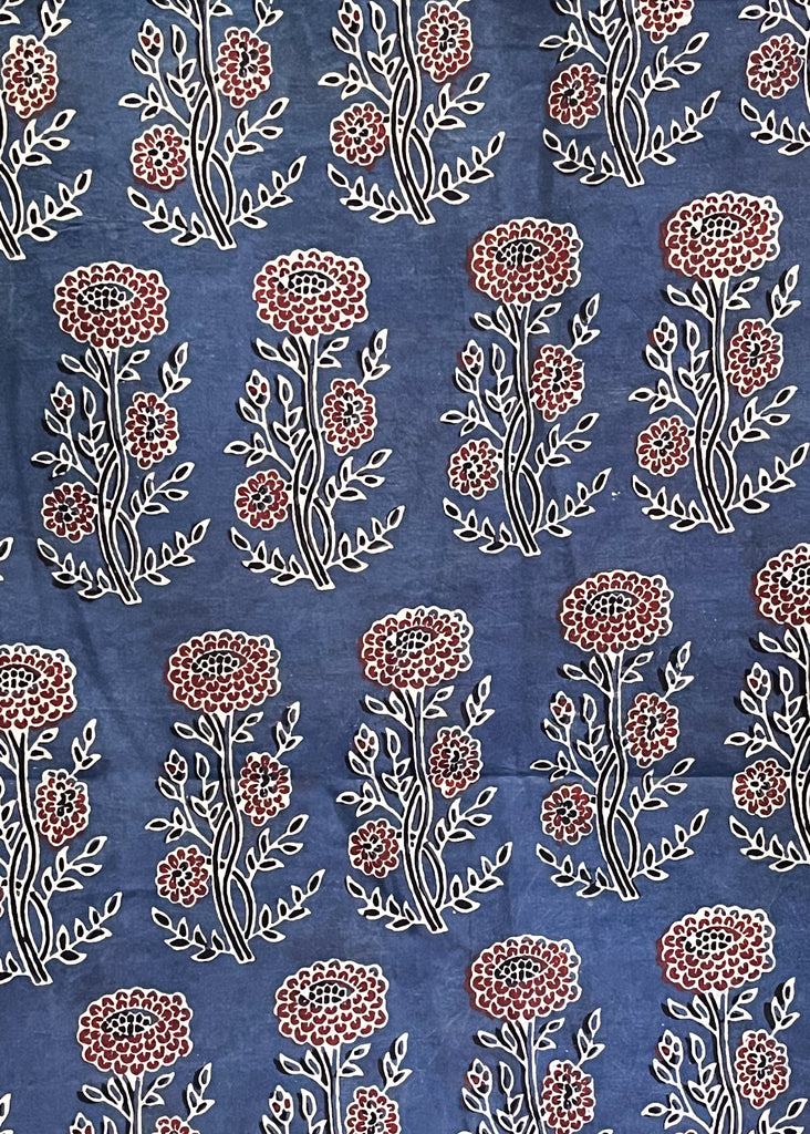 Cotton Navy Blue Ajrakh Fabric