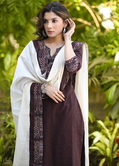 Smart Coffee Brown Pure Cotton Kurta