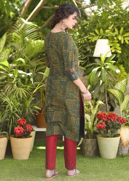 Maroon Cotton Silk Pant