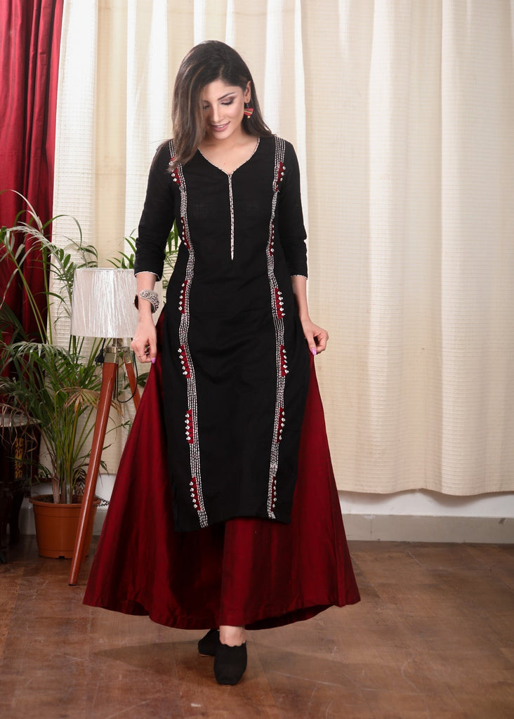 Maroon Cotton Silk Pant