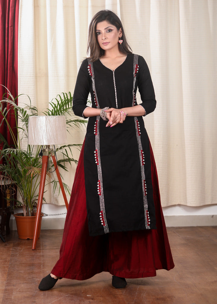 Maroon Cotton Silk Pant